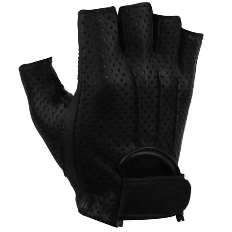 Glove History Vance GL2090 Mens Black Gel Palm Perforated Fingerless Biker Leather Gloves